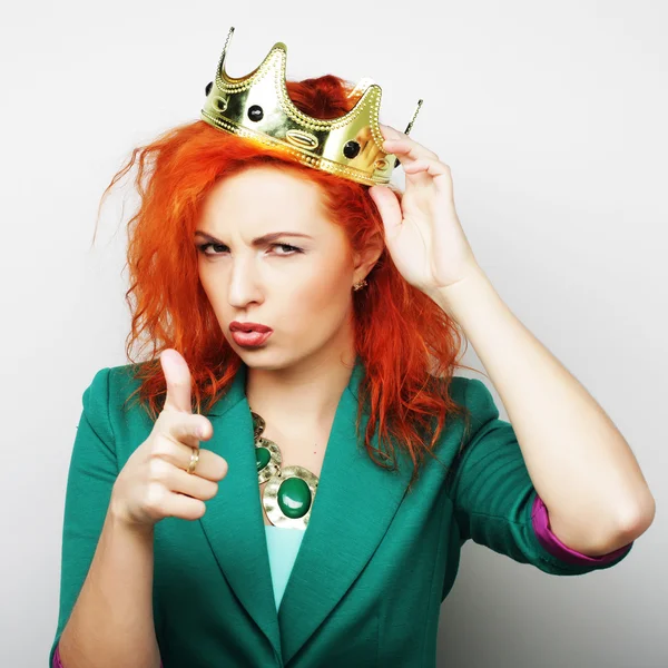 Young lovely woman in crown — Stock Photo, Image