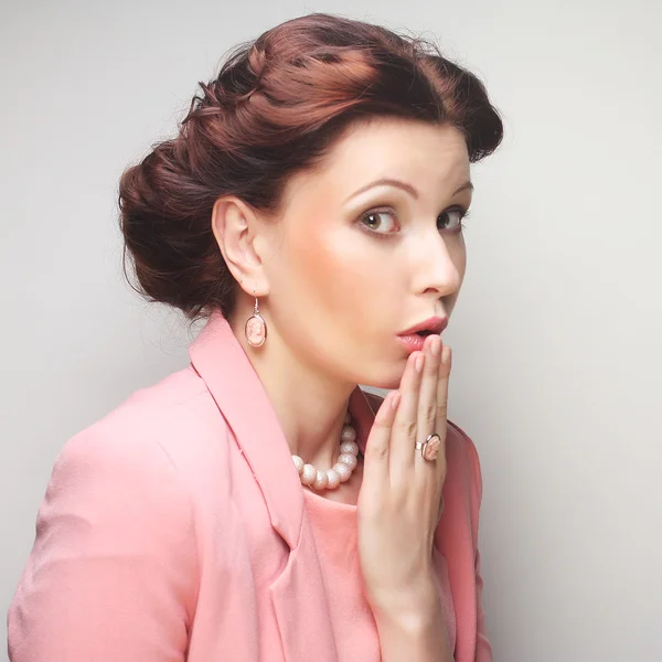 Young businesswoman in pink — Stock Photo, Image