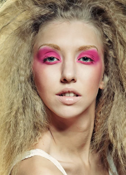 Blond with pink make up Stock Image