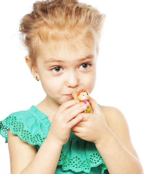 Kleines Mädchen mit Blowouts Spielzeug — Stockfoto