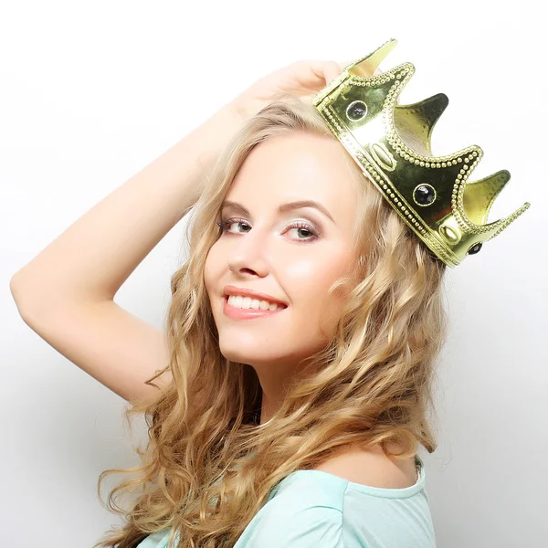 Young lovely woman in crown — Stock Photo, Image