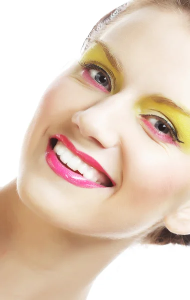 Woman face with bright makeup — Stock Photo, Image