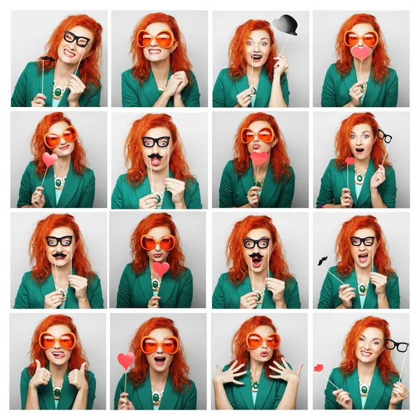 Collage de mujeres diferentes expresiones faciales . — Foto de Stock