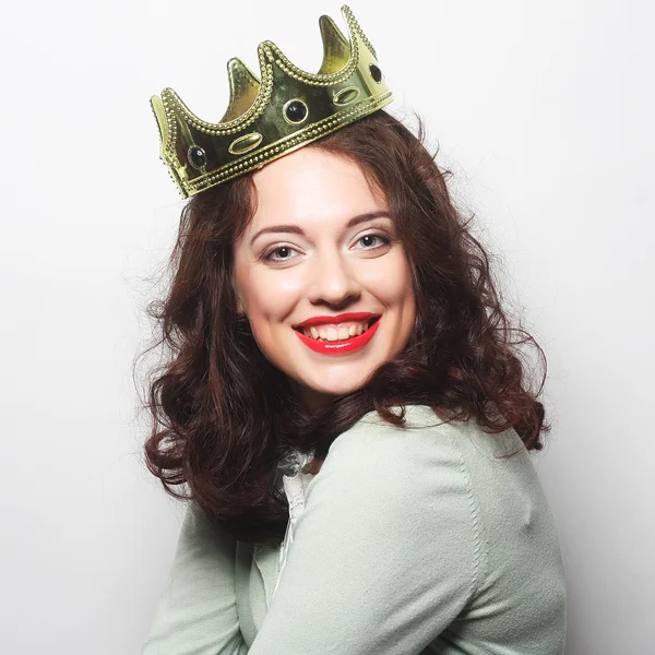 Young lovely woman in crown — Stock Photo, Image