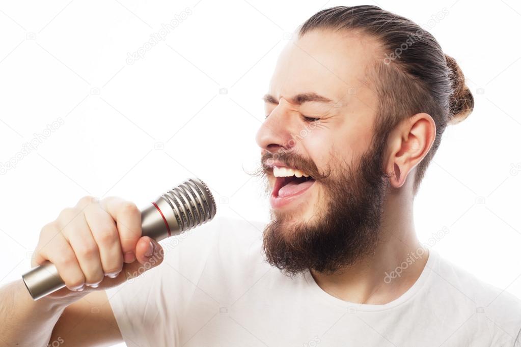 man with microphone