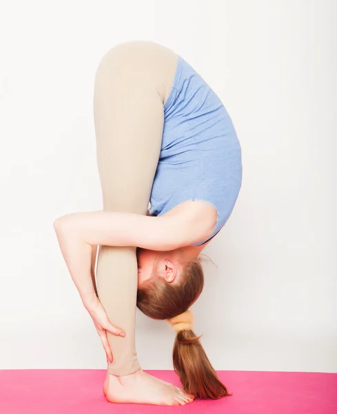 Blond woman working yoga exercise — Stock Photo, Image