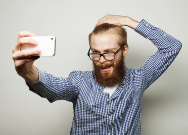 Komik selfie. Mutlu gün.