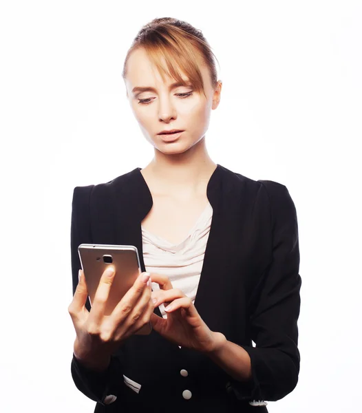 Young business woman with mobile phone — Stock Photo, Image