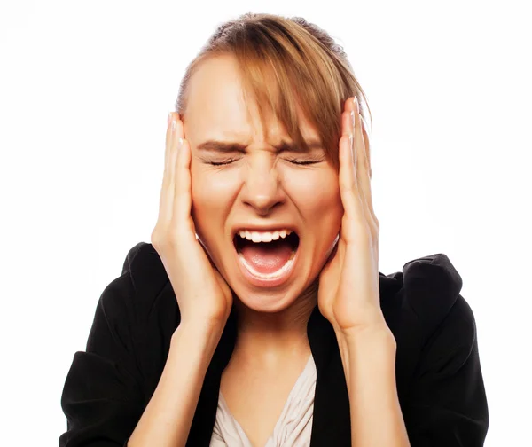 Angry screaming businesswoman — Stock Photo, Image