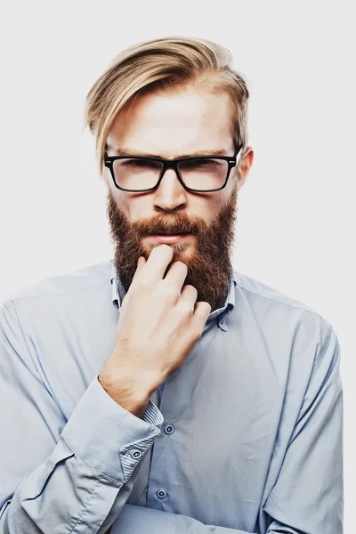 Young bearded hipster man — Stock Photo, Image