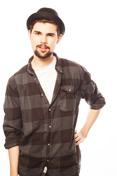 Joven vestido con sombrero negro — Foto de Stock