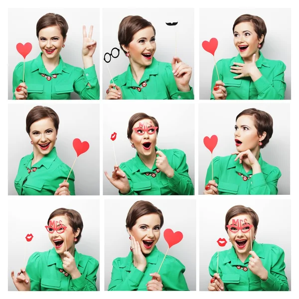 Collage de femmes différentes expressions faciales . — Photo