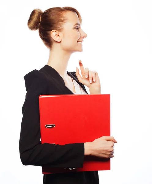 Businesswoman with folders — Stock Photo, Image