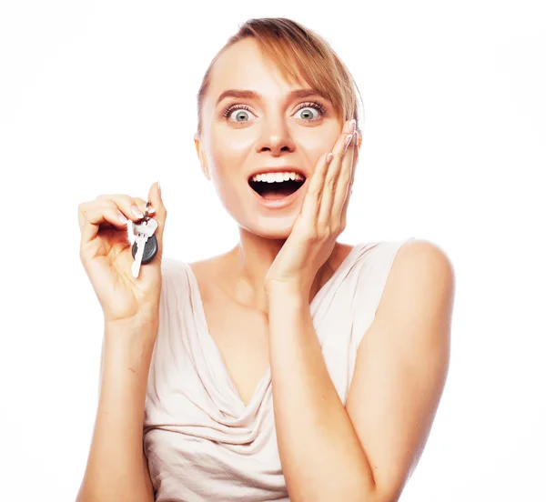 Young businesswoman with key — Stock Photo, Image