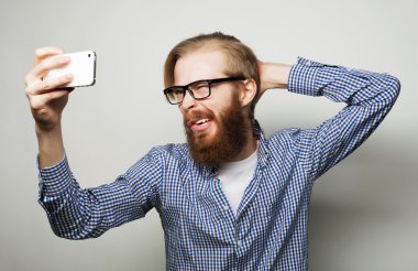 Komik selfie. Mutlu gün.