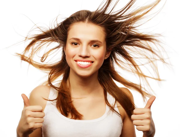 Pretty girl with great fly-away hair — Stock Photo, Image