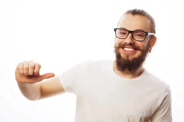 Feliz hombre dando pulgares hacia arriba signo —  Fotos de Stock