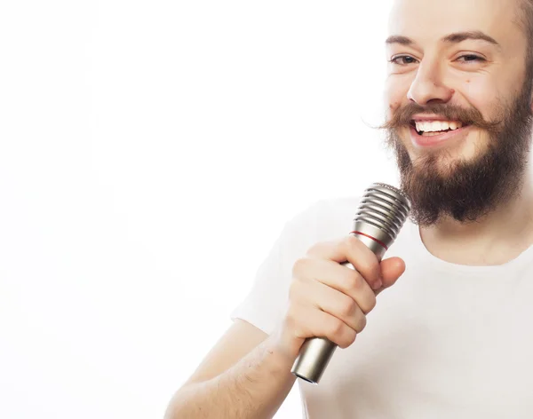 Homme avec microphone — Photo