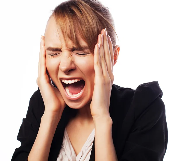 Angry screaming businesswoman — Stock Photo, Image