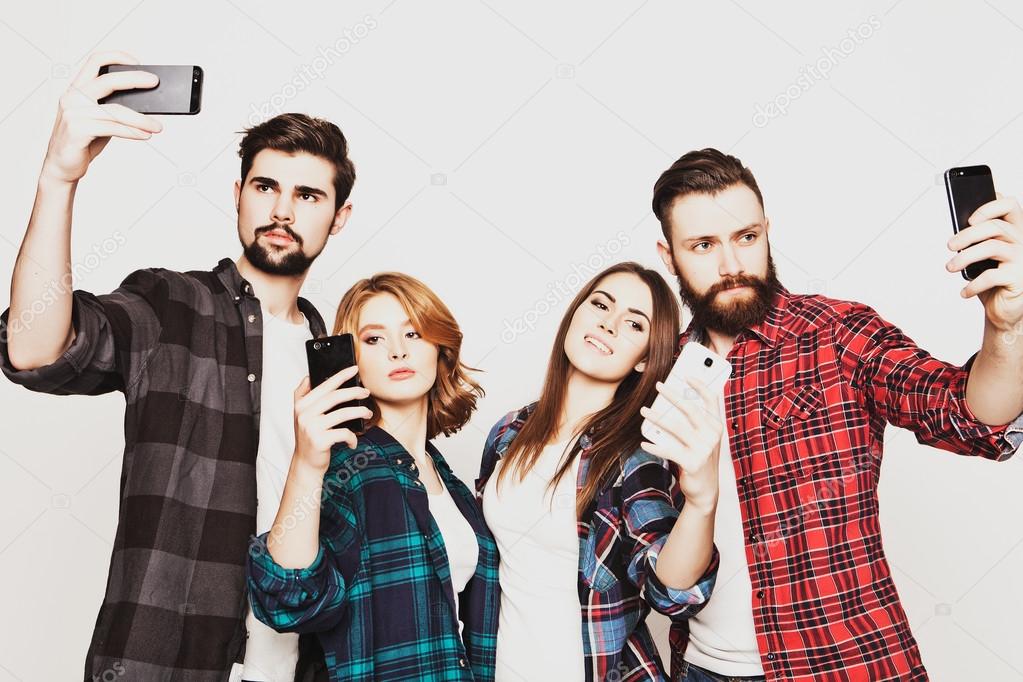 group of students taking selfie