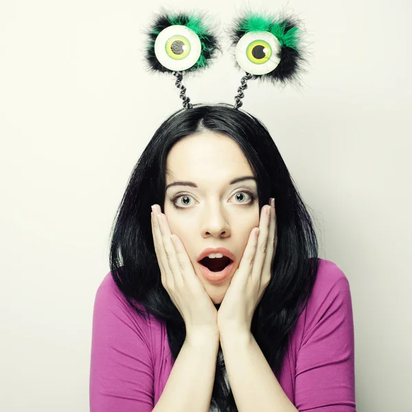 Beautiful young surprised woman — Stock Photo, Image