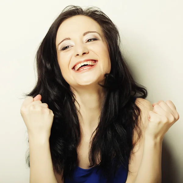 Close up portrait smiling brunette — Stock Photo, Image