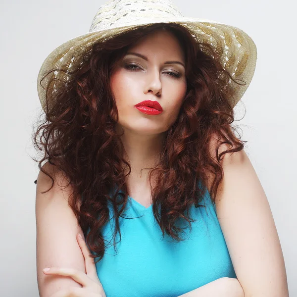 Beautiful woman with hat — Stock Photo, Image