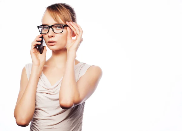 Young business woman calling by phone — Stock Photo, Image