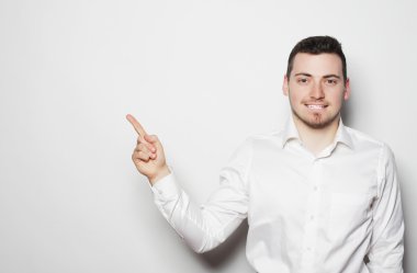 sağ tarafında parmak ile iş adamı Puan