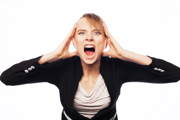 Arg skrikande affärskvinna — Stockfoto