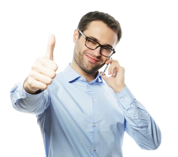 Casual young man showing thumbs up sign — Stock Photo, Image