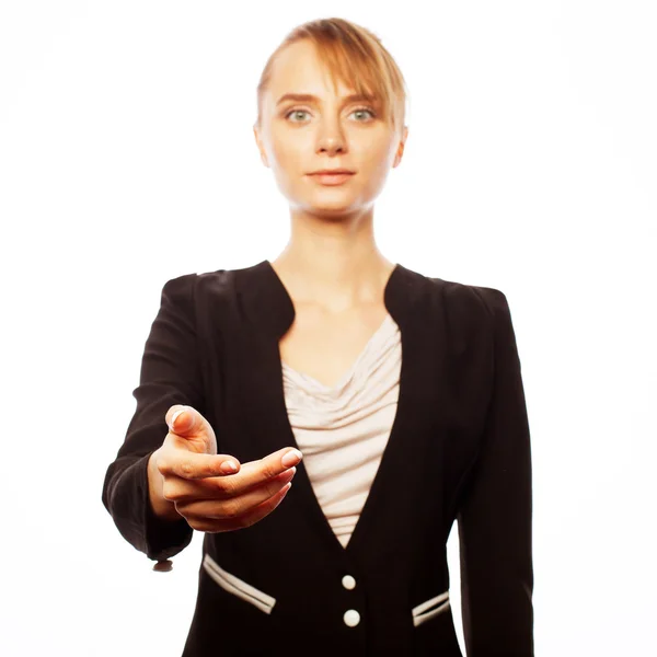 Smiling business woman welcoming — Stock Photo, Image
