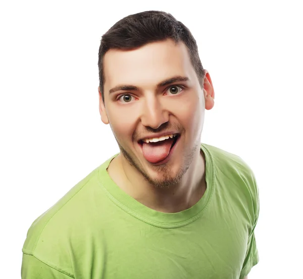 Joven feliz en camiseta verde — Foto de Stock