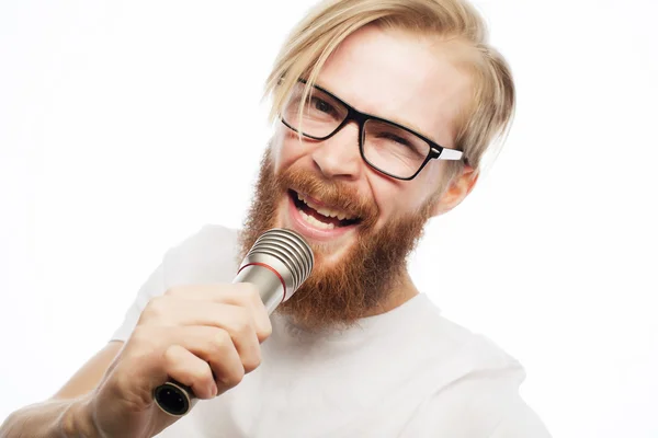 Muž s mikrofonem — Stock fotografie
