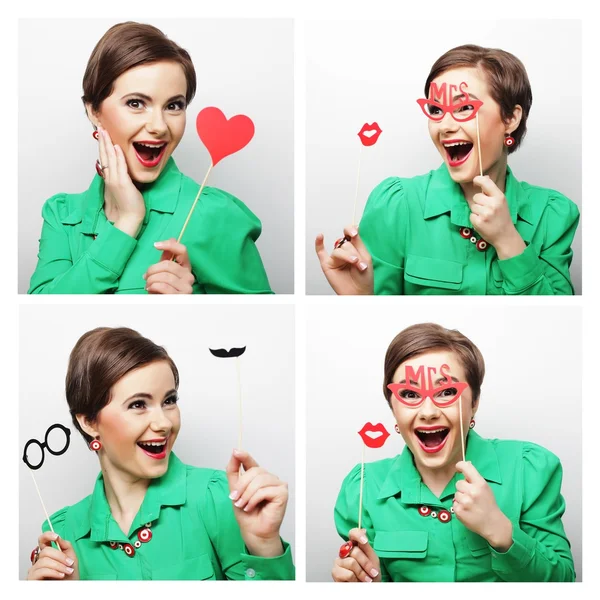 Collage of woman different facial expressions. — Stock Photo, Image