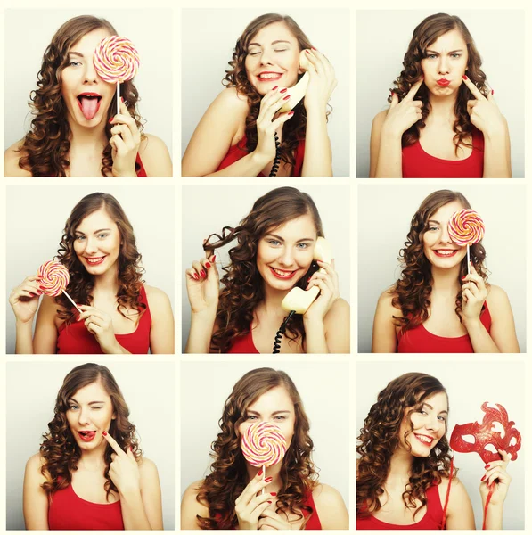 Collage of woman different facial expressions — Stock Photo, Image