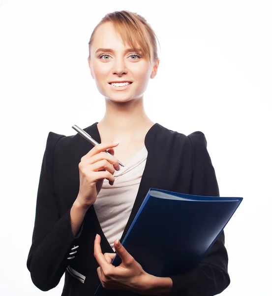 Businesswoman with folders — Stock Photo, Image