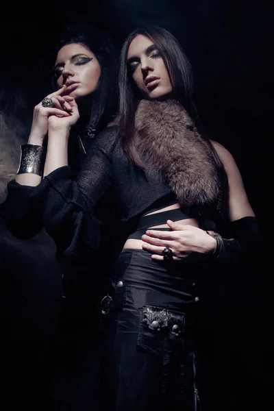 Romantic portrait of young gothic couple — Stock Photo, Image
