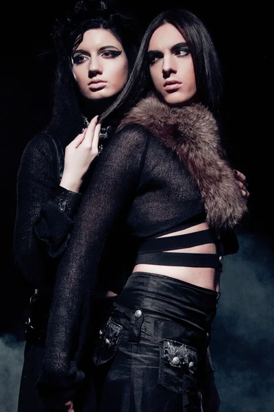 Romantic portrait of young gothic couple — Stock Photo, Image