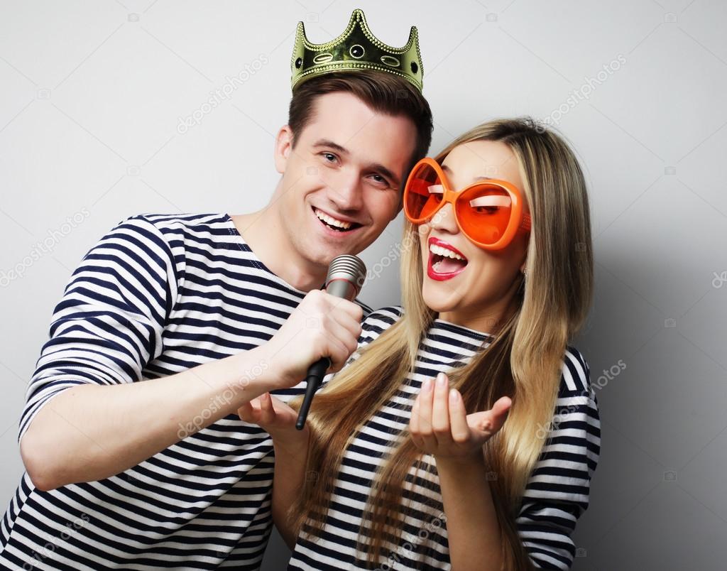 beautiful young loving couple ready for party.