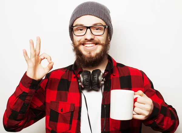 Homme avec une tasse de café — Photo