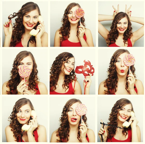 Collage de femmes différentes expressions faciales — Photo