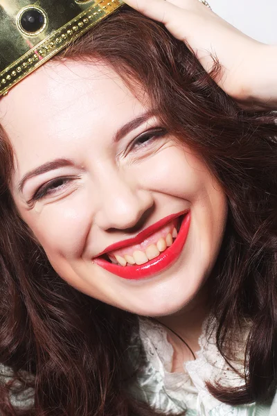 Young lovely woman in crown — Stock Photo, Image