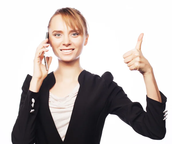 Young business woman with mobile phone — Stock Photo, Image