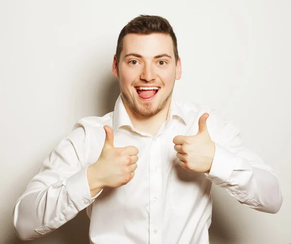 Business man man going thumbs up — Stock Photo, Image