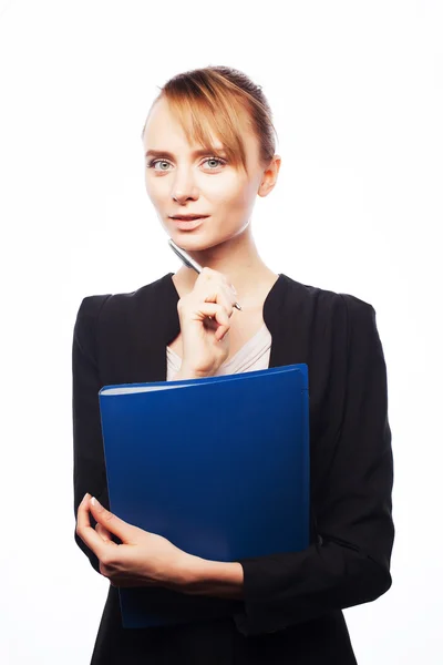 Businesswoman with folders — Stock Photo, Image