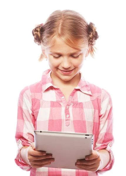 Niña bonita con un Tablet PC —  Fotos de Stock