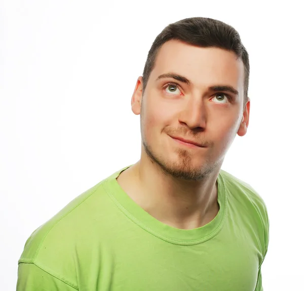 Joven feliz en camiseta verde — Foto de Stock