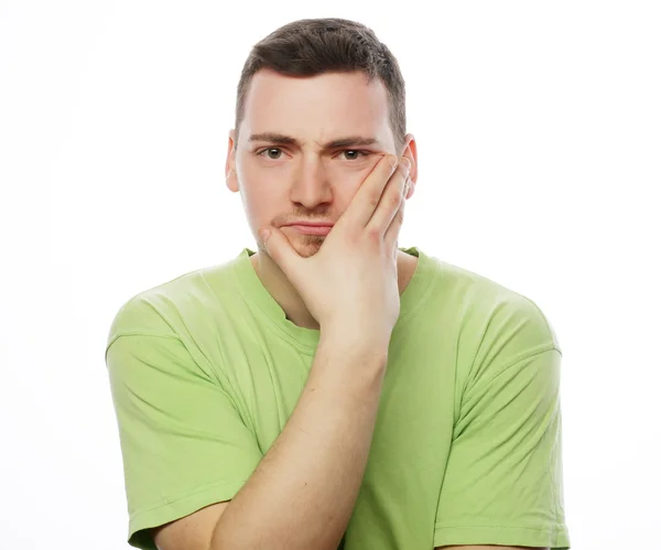 Joven feliz en camiseta verde — Foto de Stock