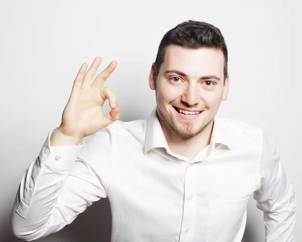 Business man man going thumbs up — Stock Photo, Image